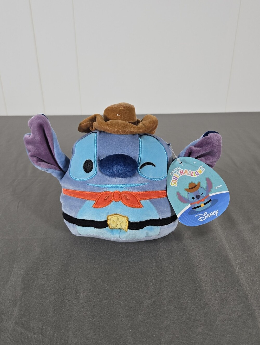 Disney Blue Stitch Cowboy Plush with Purple Ears and Brown Hat